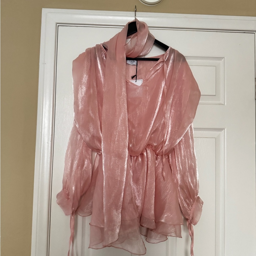 Elegant Pink Sheer Women's Mini Dress